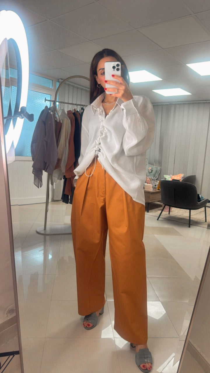 Adjustable Drawstring Shirt & Bold Wide Pants - afroda