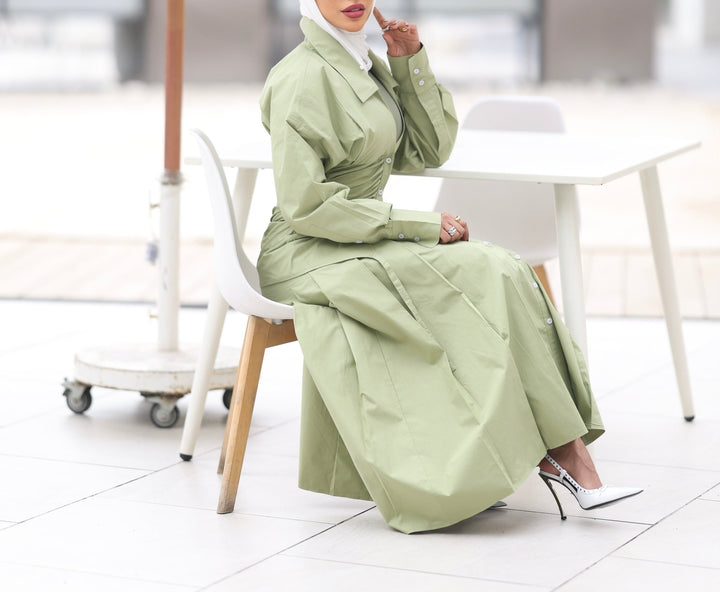 Elegant Green Shirt Dress - afroda