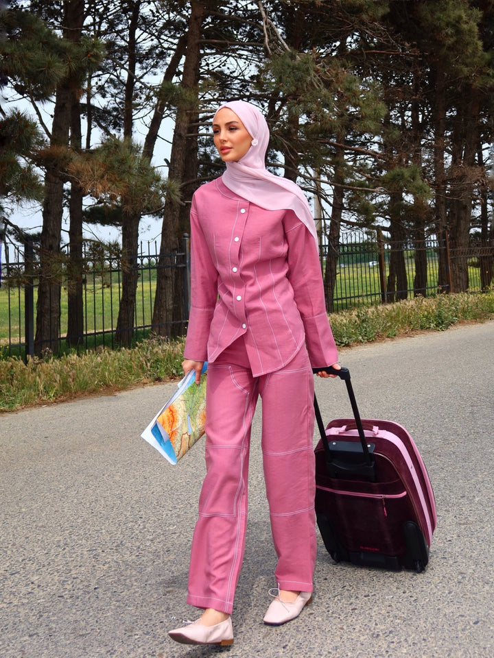 Structured Cotton Amori - Inspired Co - Ord Set - afroda
